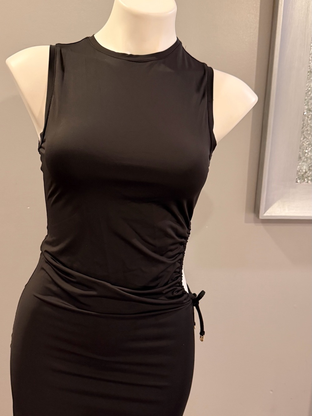 Victoria's Secret Black Sleeveless Side-Ruched Mini Dress
